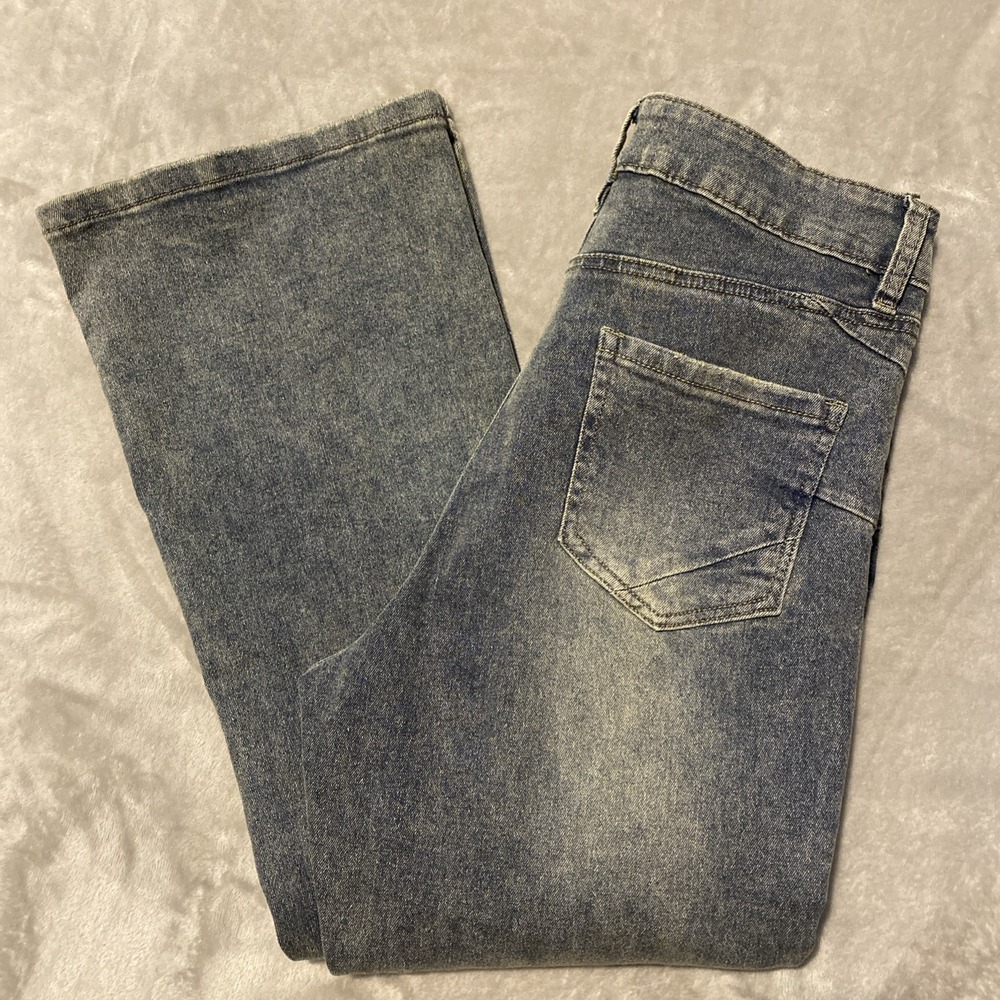 RISE‎ Supply Co Jeans Juniors/ Women Sz 7 Blue Flare High Rise Retro Boho Hippie
